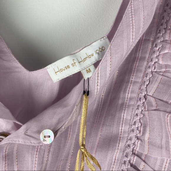 NWT House of Harlow 1960 dress Midi Women Size M Short Sleeve Ruffles Lavender - Picture 4 of 12